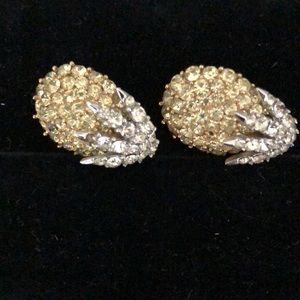 Trifari rhinestone clip earrings